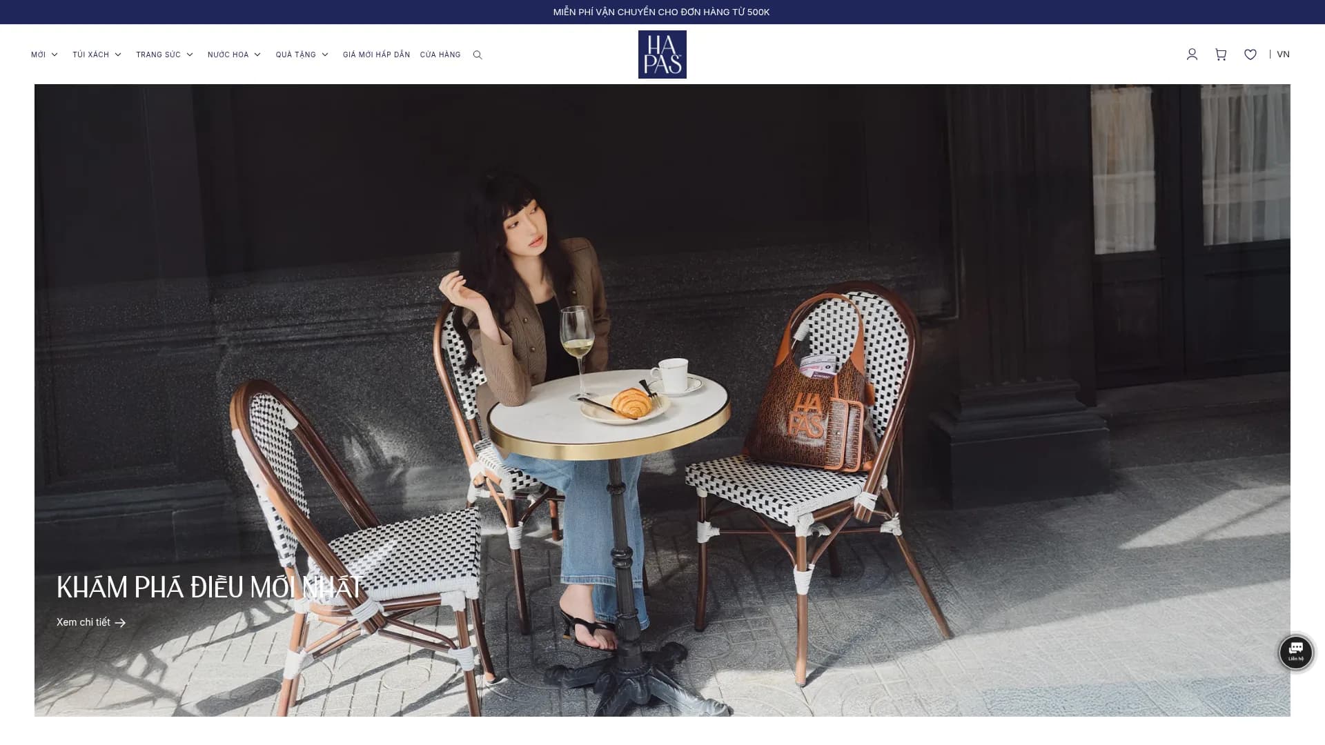 HAPAS ecommerce homepage featuring its latest handbag collection
